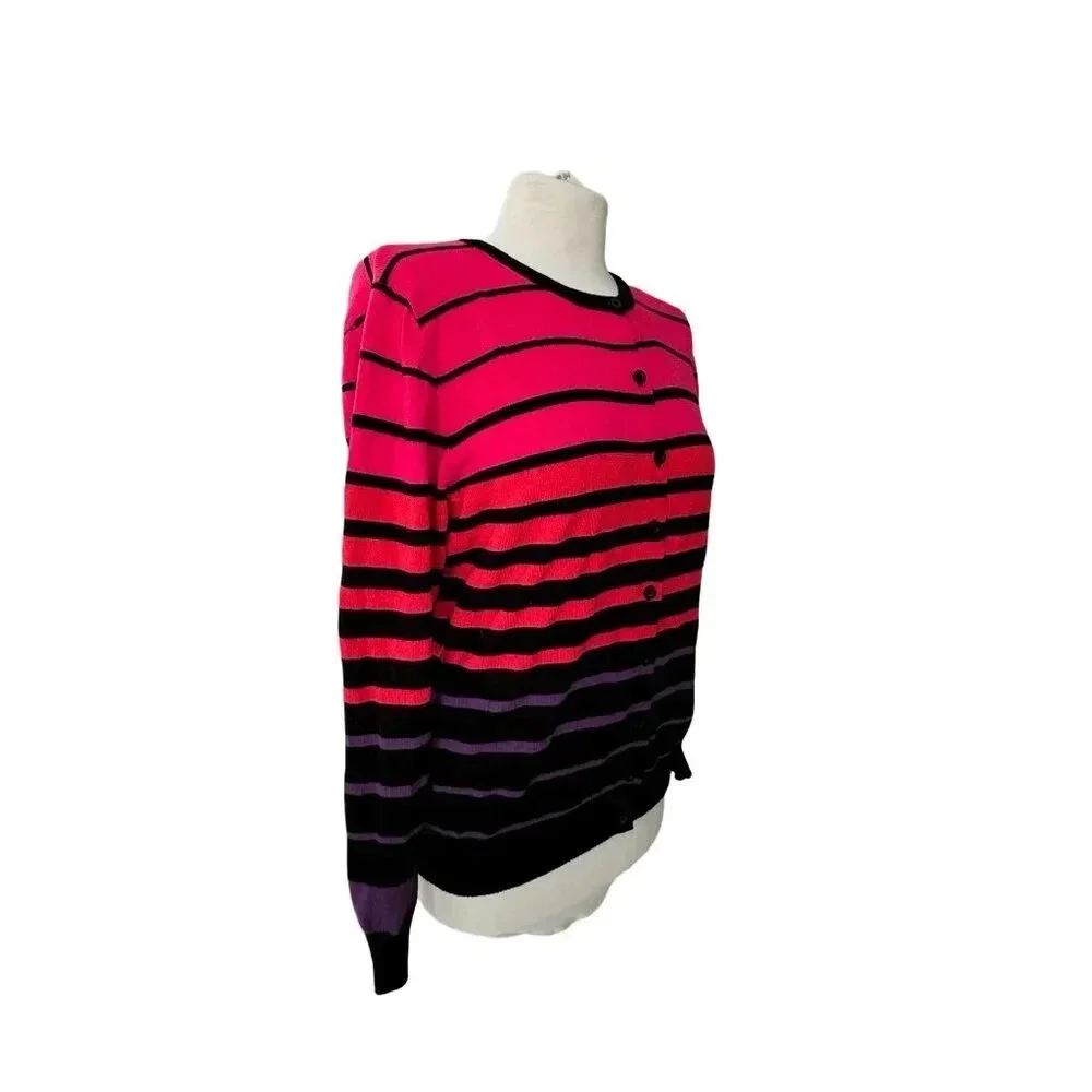 CIELO || Womens Color Block Knit Sweater Crewneck Pink Black Large